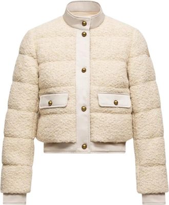 Moncler Blandy Short Down Jacket - Dames - Zomerjassen - Beige - L - Wol - Jassen