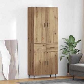 vidaXL vidaXL Credenza 2 pcs Rovere artigianale Legno Stratificato e Vetro