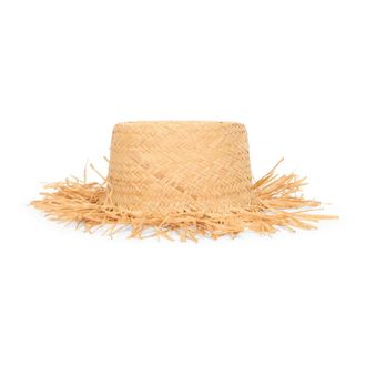 Red Valentino Hats, female, Beige, Size: S Summer Cylindrical Straw Hat