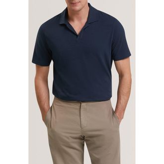 Ted Baker Anito Cotton & Linen Polo in Navy at Nordstrom, Size 4