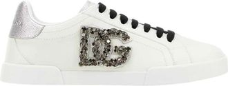 Dolce & Gabbana Schoenen, Dames, Wit, 37 1/2 EU, Leer, Ice Leren Sneakers