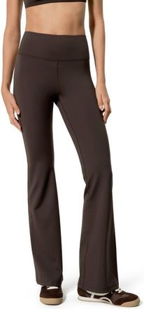 LilySilk Silk Contour High Rise Flared Drape Flow Leggings in Coffee Bean at Nordstrom, Size X-Large