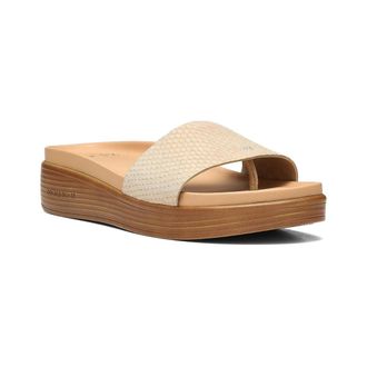 Donald J Pliner Fiji Slide Womens Ivory Leather Platform Wedge Sandals GAL1924