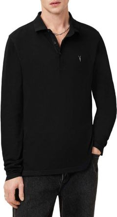 AllSaints Reform Cotton Piqu&eacute; Polo in Black at Nordstrom, Size X-Small