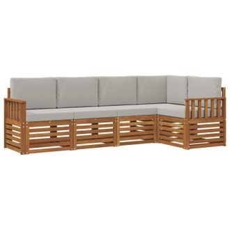 vidaXL Conjunto De Sof&aacute; Seccional Con Coj&iacute;n 5 Pcs Gris Natural Y Claro Vidaxl