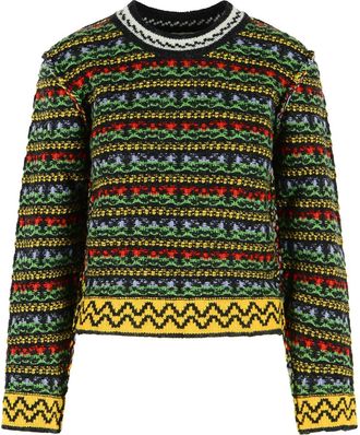 Marni Multicolor Striped Virgin Wool Sweater with Ribbed Details