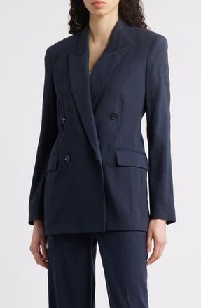 BOSS Jalet Linen Blend Doulbe Breasted Jacket in Sky Captain at Nordstrom Rack, Size 14