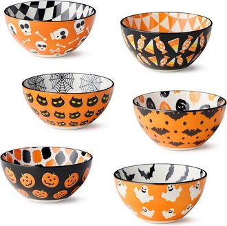 Certified International Set Of 6 Halloween Pad Print All Purpose Bowls