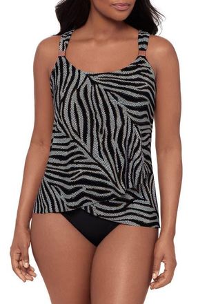 Miraclesuit Zirconic Dazzle Tankini Top in Black/White at Nordstrom, Size 18