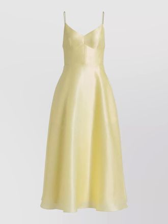 Alberta Ferretti dress v neckline fitted bodice flared skirt