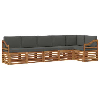 vidaXL Conjunto De Sof&aacute; Seccional Con Coj&iacute;n 6 Pcs Natural Y Antracita Vidaxl