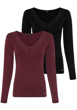 Laura Scott Longsleeve Packung, 2 Stk. tlg. mit toller Spitzenkante - NEUE KOLLEKTION
