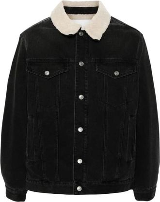 Isabel Marant Zwarte Denimjas met Shearling Voering - Heren - Spijkerjassen - Zwart - M - Denim - Jassen