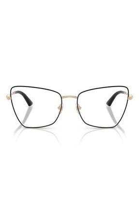 Jimmy Choo London 56mm Irregular Optical Glasses in Pale Gold/Black /Demo Lens at Nordstrom