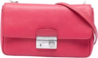 Prada Pre-owned Vintage Saffiano Crossbody Bag - Dames - Vintage Schoudertas - Roze - ONE Size - Leer - Vintage