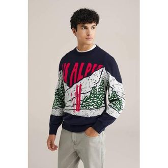 WE Fashion gebreide trui donkerblauw