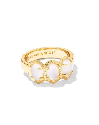 Kendra Scott Womens Daphne Band Ring In Gold Ivory Mother Of Pearl