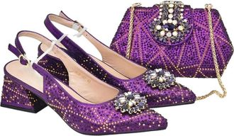 Generic Shoes And Bags To Match Set Nigeria Party Women Shoes And Bag Decorated With Rhinestoness