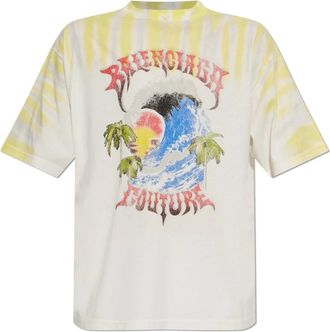 Balenciaga Tops, Heren, Wit, M, Katoen, Extreme Tie Dye Medium Fit T-shirt