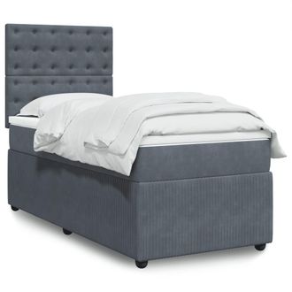 vidaXL Giroletto A Molle Con Materasso Grigio Scuro 100x200 Cm Velluto - Vidaxl