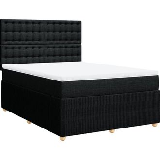 vidaXL Cama Box Spring Con Colch&oacute;n Tela Negro 160x200 Cm Vidaxl