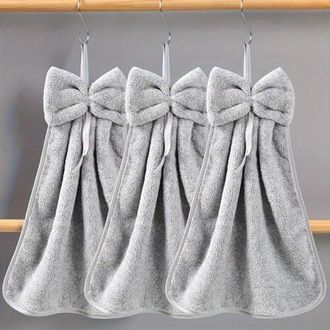 OEM Juego De 3 Toallas Colgantes De Microfibra De Terciopelo Color Coral, S&uacute;per Absorbentes, Suaves Y Bonitas, Ideales Para La Cocina Y El Ba&ntilde;o