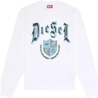 Diesel Gedrukte Ronde Hals Sweatshirt - Heren - Sweatshirts - Wit - L - Katoen - Hoodies & sweatvesten