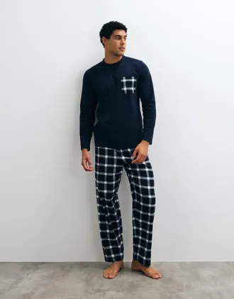 Mango pigiama a quadri navy-blu navy