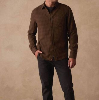 The Normal Brand Hudson Double Brushed Flannel Shirt In Olive Plaid