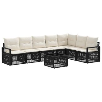 vidaXL Conjunto De Sof&aacute;s De Jard&iacute;n 8 Uds. Negro Rat&aacute;n Sint&eacute;tico Vidaxl