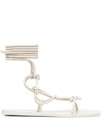 Rick Owens Penta knotted leather lace-up sandals - women - Leather/Leather/Leather - 40 - Neutrals