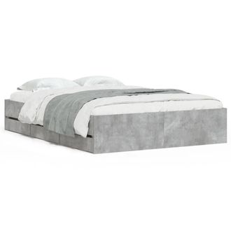 Berkfield Home Bed Frame w/Drawers Frame Concrete Grey 135x190 cm Double