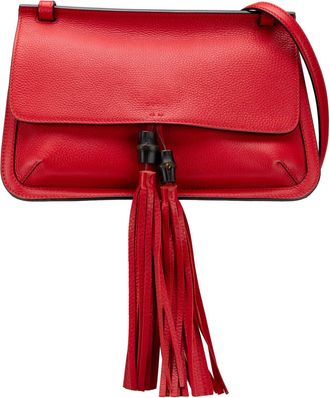 Gucci Pre-owned Womens Bamboo Tassel Shoulder Bag - Red Leather - One Size