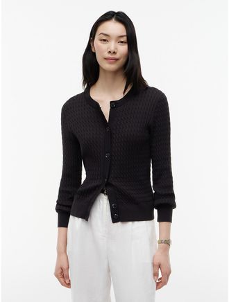 Tommy Hilfiger Womens Cable Knit Crewneck Cardigan - Black - XXL