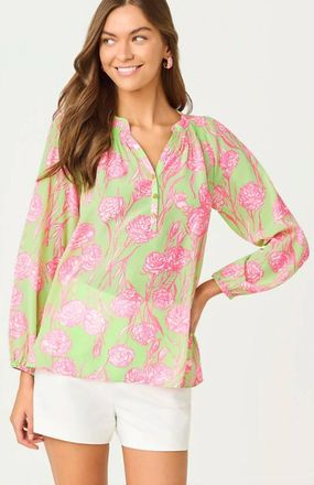 Lilly Pulitzer Elsa Silk Top In Pistachio Macaron