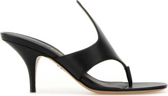 Ferragamo Zwarte leren Lyrai teenslippers - Dames - Muiltjes - Zwart - 39 1/2 EU - Schoenen