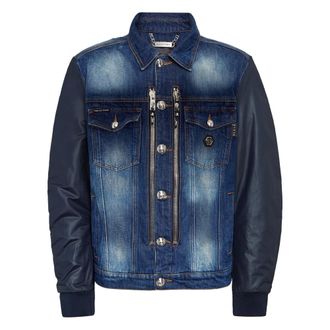 Philipp Plein Heren, Jassen, Blauw, Maat: XL Denim