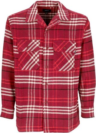 HUF Geruite Flanellen Overhemd met Lange Mouwen - Heren - Casual Overhemden - Rood - L - Katoen - Overhemden