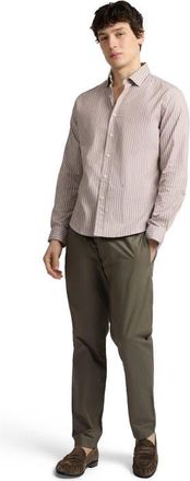 Onia Poplin Button Down Long Sleeve Shirt in Latte/white at Nordstrom, Size Xx-Small Long