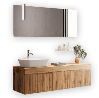 Aquadesign Mueble de ba&ntilde;o 7 piezas en mdf roble