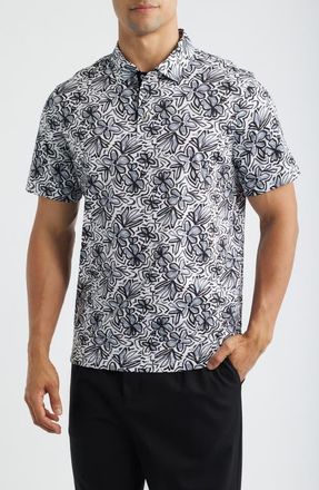 Bugatchi Hendrix Digital Abstract Print Cotton Polo in White at Nordstrom, Size Xx-Large