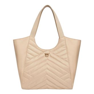 Pinko Shopping Bag Love Birds - Dames - Shoppers - Beige - ONE Size - Katoen - Tassen