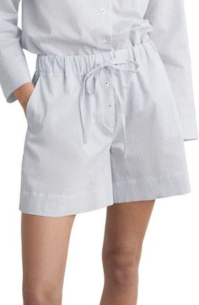 Mango Stripe Cotton Blend Pajama Shorts in White at Nordstrom, Size Medium