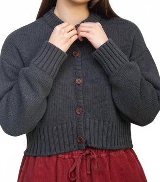 Beaumont Organic Sugi Organic Cotton Knit Cardigan In Charcoal