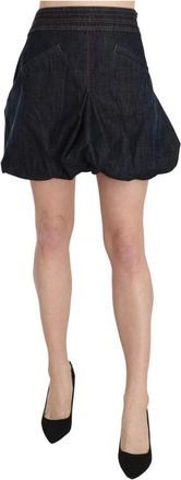 Exte Donkerblauwe A-lijn Minirok - Dames - Spijkerrokken - Blauw - S - Katoen - Rokken