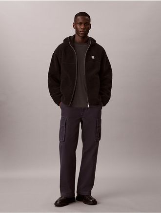 Calvin Klein Jeans Calvin Klein Mens Sherpa Full Zip Hooded Jacket - Black - L