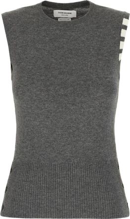 Thom Browne Stijlvolle Gebreide Collectie - Dames - Cashmere truien - Grijs - XS - Kasjmier - Truien & Vesten
