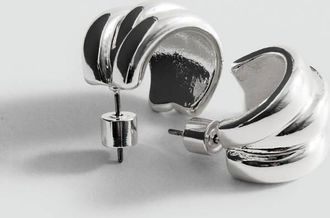 Mango Orecchini semicerchio rilievo argento - Donna - Taglia unica - MANGO