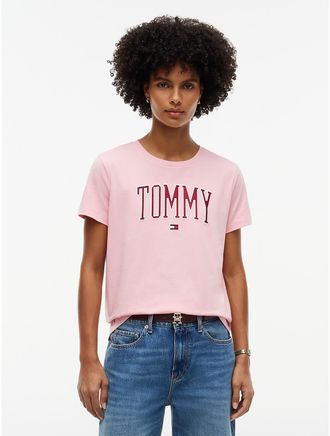 Tommy Hilfiger Womens Varsity Tommy Logo T-Shirt - Pink - XXL