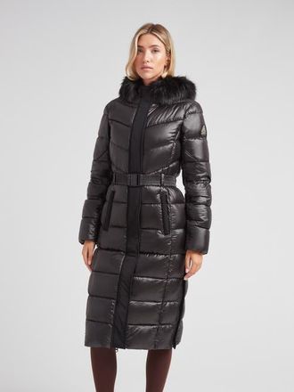 JACK1T Diamond Belted Extra Long Down Coat in Black/black at Nordstrom, Size X-Small